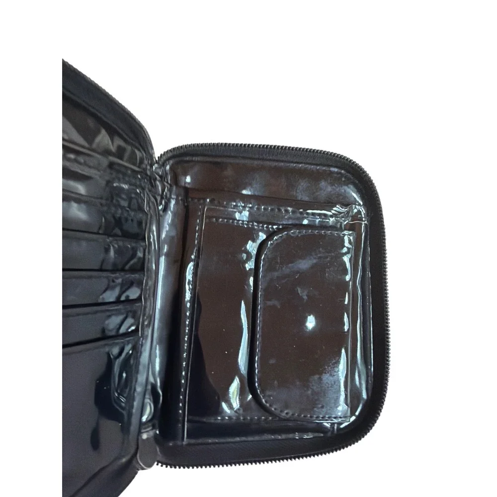 Polo Sport Ralph Lauren Wallet Black Patent Zip Around Logo Print Y2K Sporty